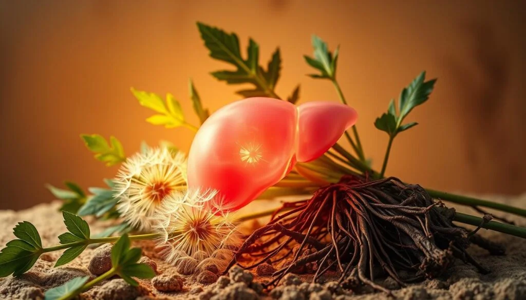 Milk thistle leaves and flowers known for protecting and cleansing the liver.