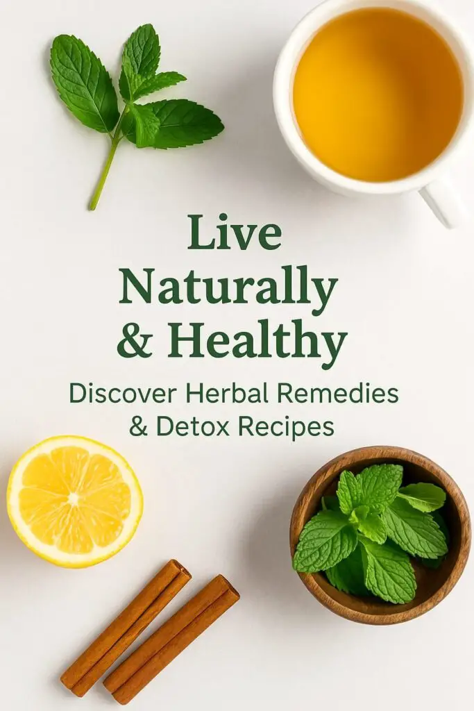image Herbal tea with text ‘Live Naturally & Healthy – Detox